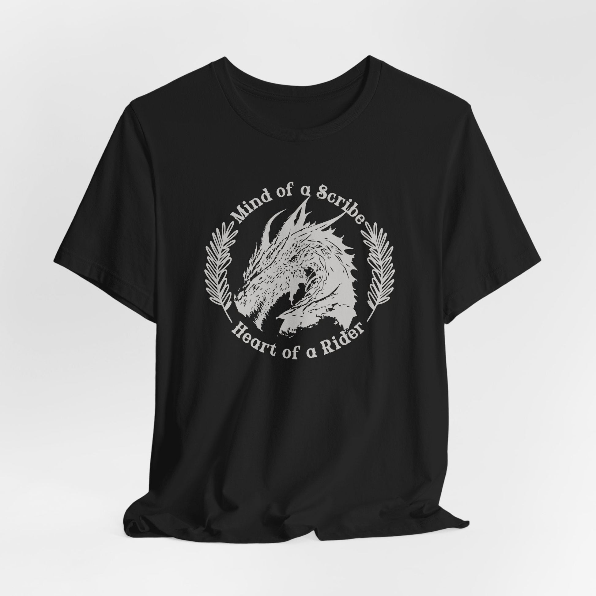 Mind of a Scribe, Heart of a Rider T-Shirt – Fourth Wing Inspired Graphic Tee for Dragon Girls - Offbeat Opulence