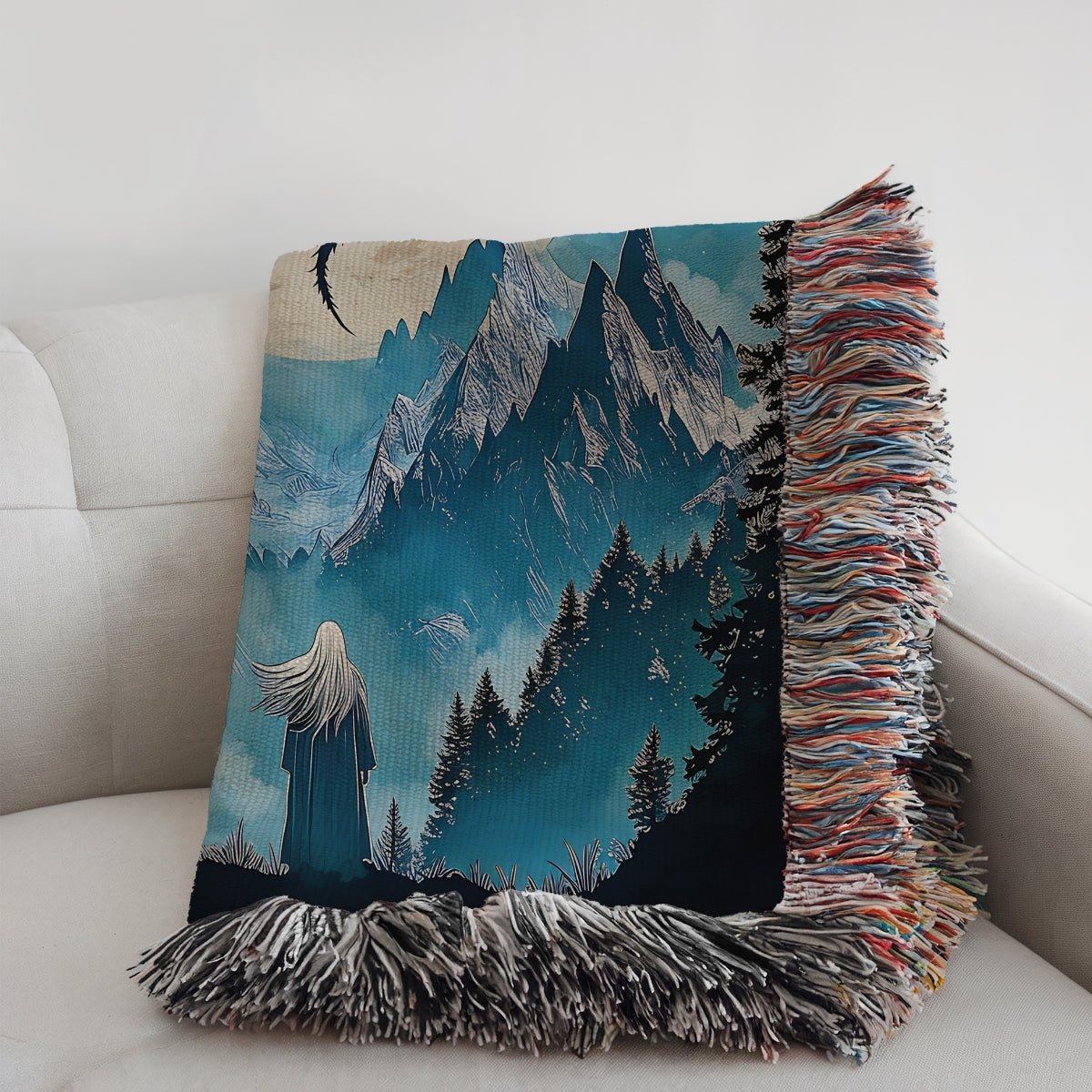 Moonlit Wyvern Woven Blanket – A Fantasy Reader Keepsake - Offbeat Opulence