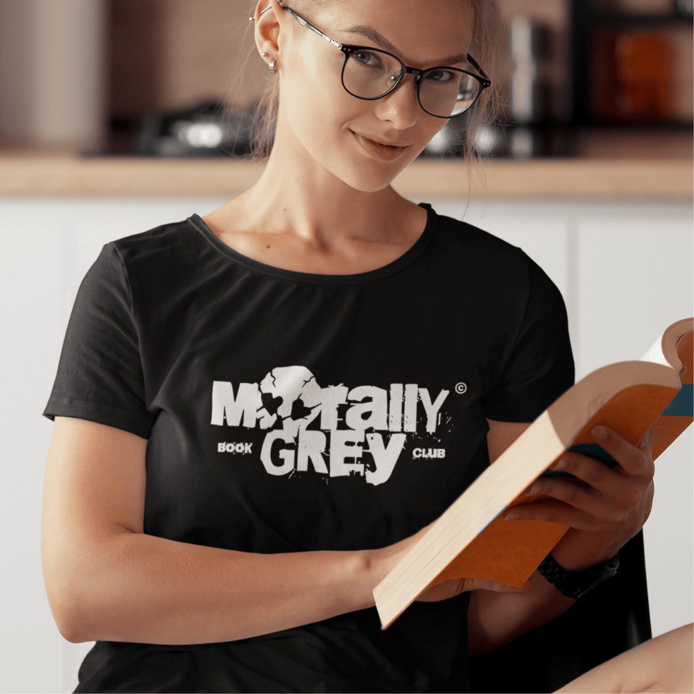 Morally Grey Book Club T-Shirt – Gritty Skull Logo Edition - Offbeat Opulence