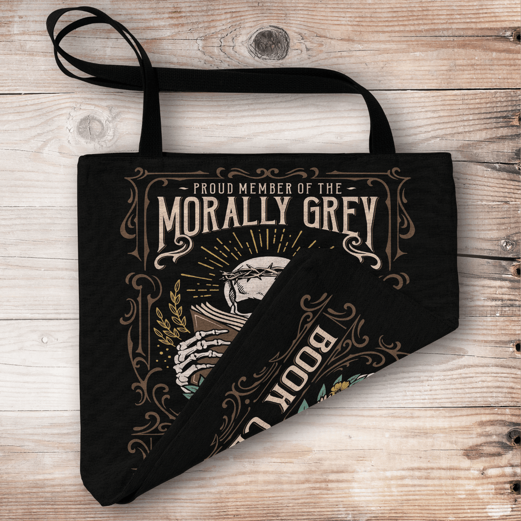 Morally Grey Book Club Woven Tote Bag-Offbeat Opulence