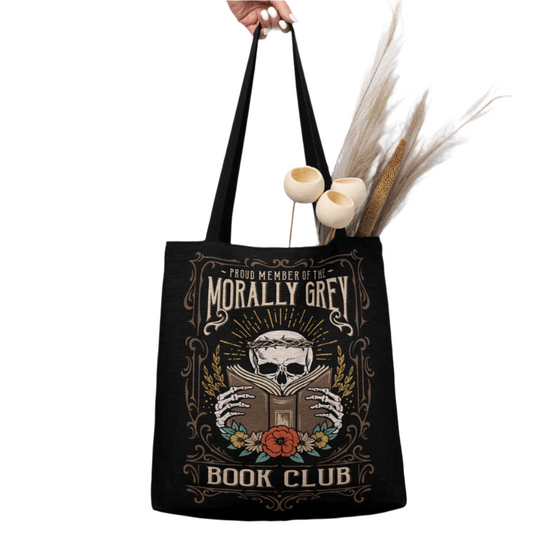 Morally Grey Book Club Woven Tote Bag-Offbeat Opulence