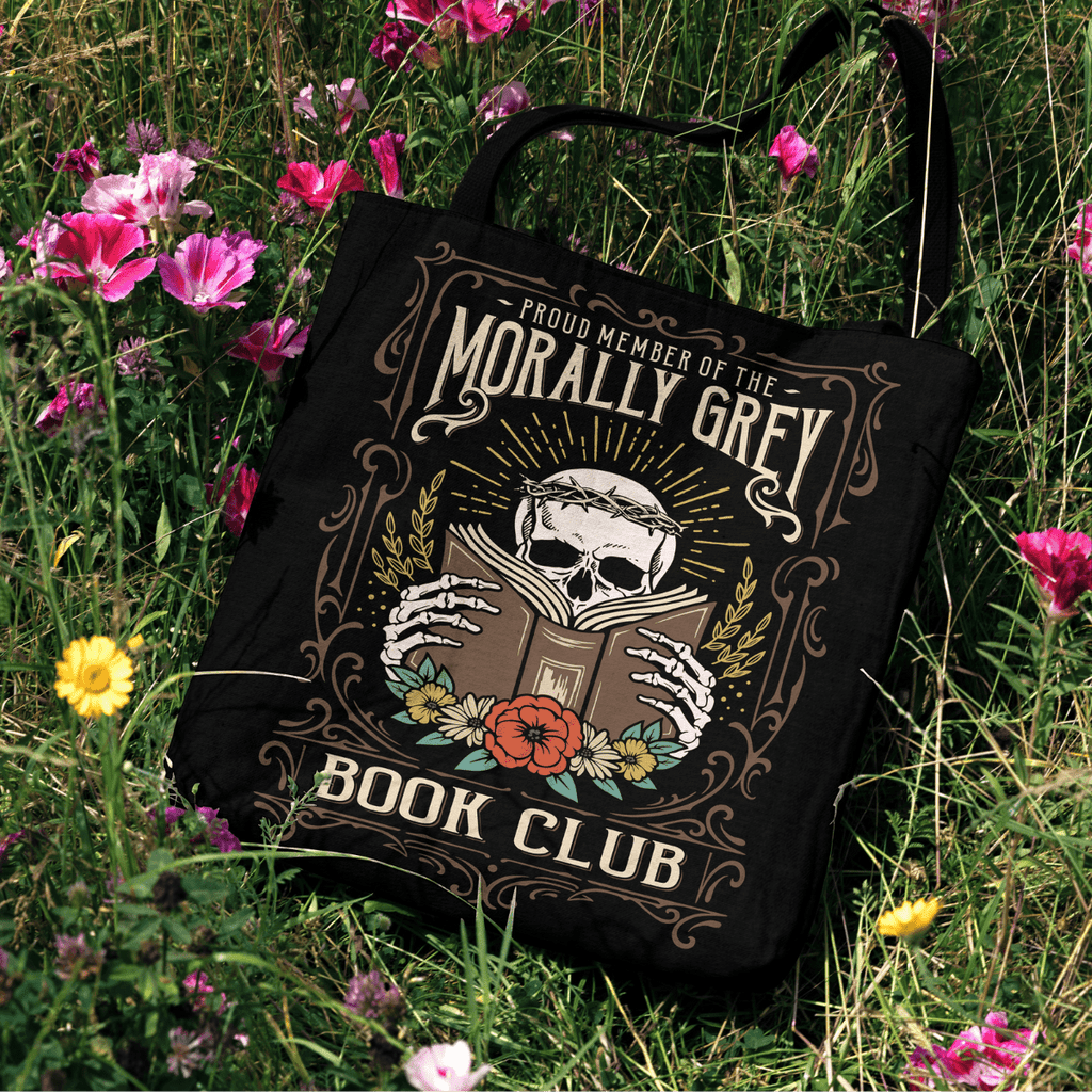 Morally Grey Book Club Woven Tote Bag-Offbeat Opulence