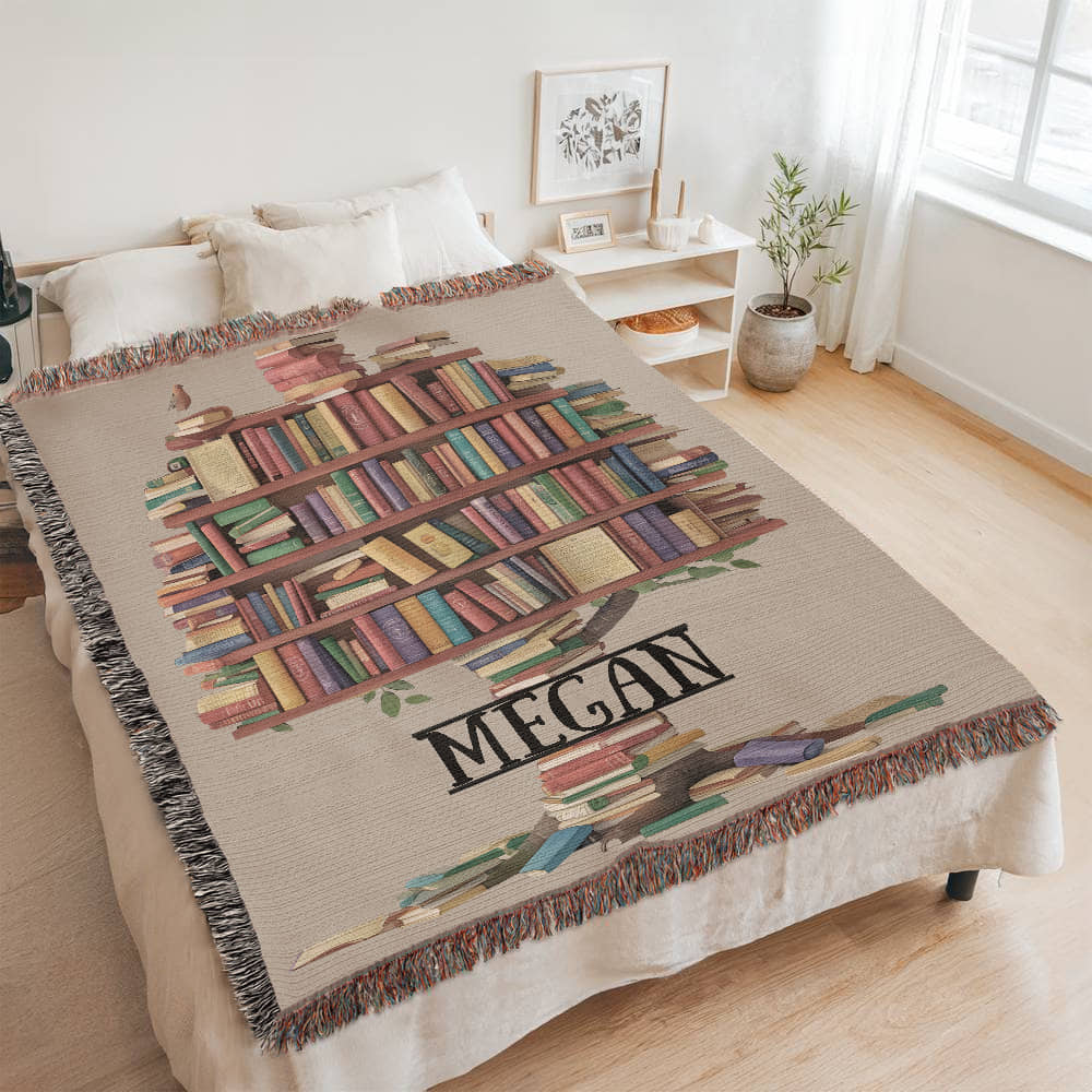 Personalized Book Tree Blanket – A Cozy Tribute to Your TBR Roots - Offbeat Opulence