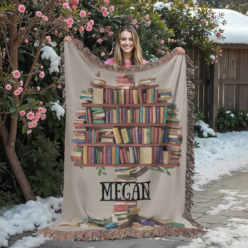 Personalized Book Tree Blanket – A Cozy Tribute to Your TBR Roots - Offbeat Opulence