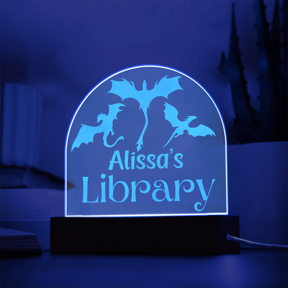 Personalized Dragon Library – Engraved LED Acrylic Plaque-Offbeat Opulence