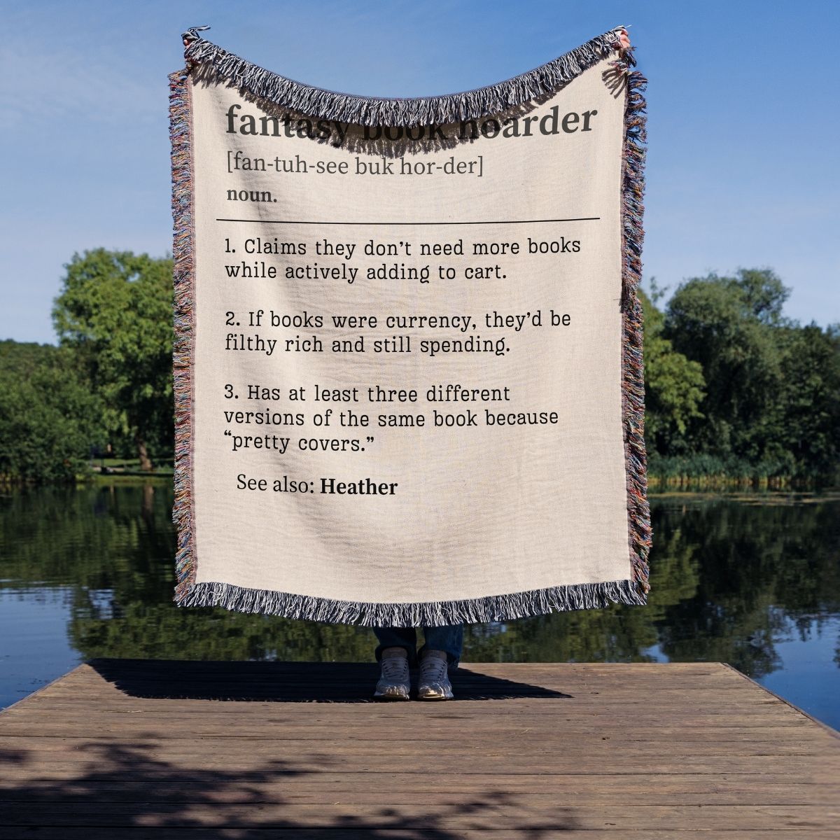 Personalized Fantasy Book Hoarder Woven Blanket – A Cozy Tribute to Book Addiction - Offbeat Opulence