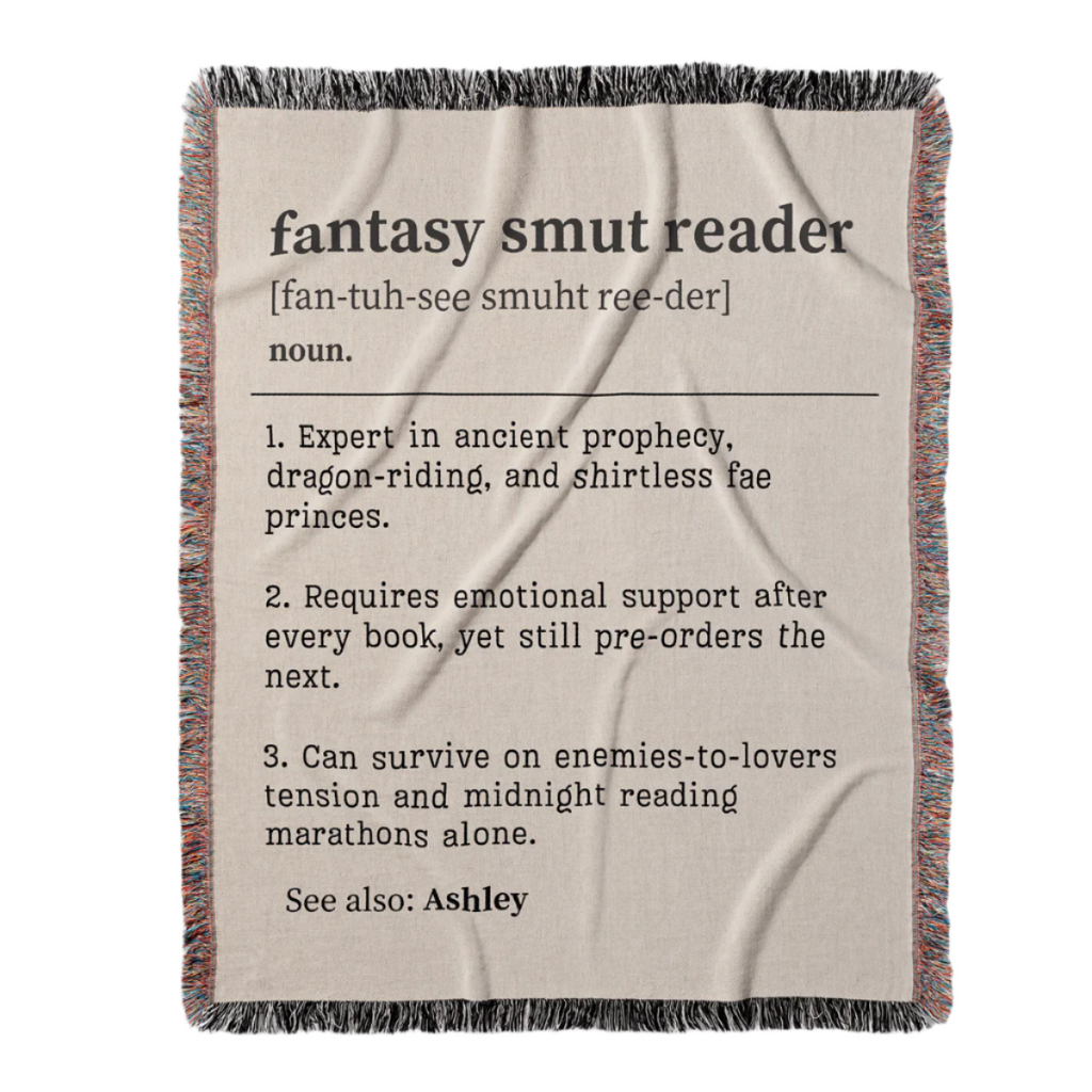 Personalized Fantasy Smut Reader Woven Blanket – A Cozy Tribute to Bookish Obsessions-Offbeat Opulence
