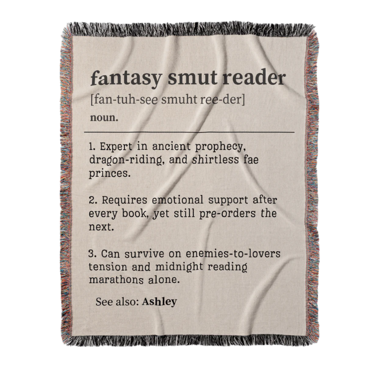 Personalized Fantasy Smut Reader Woven Blanket – A Cozy Tribute to Bookish Obsessions-Offbeat Opulence