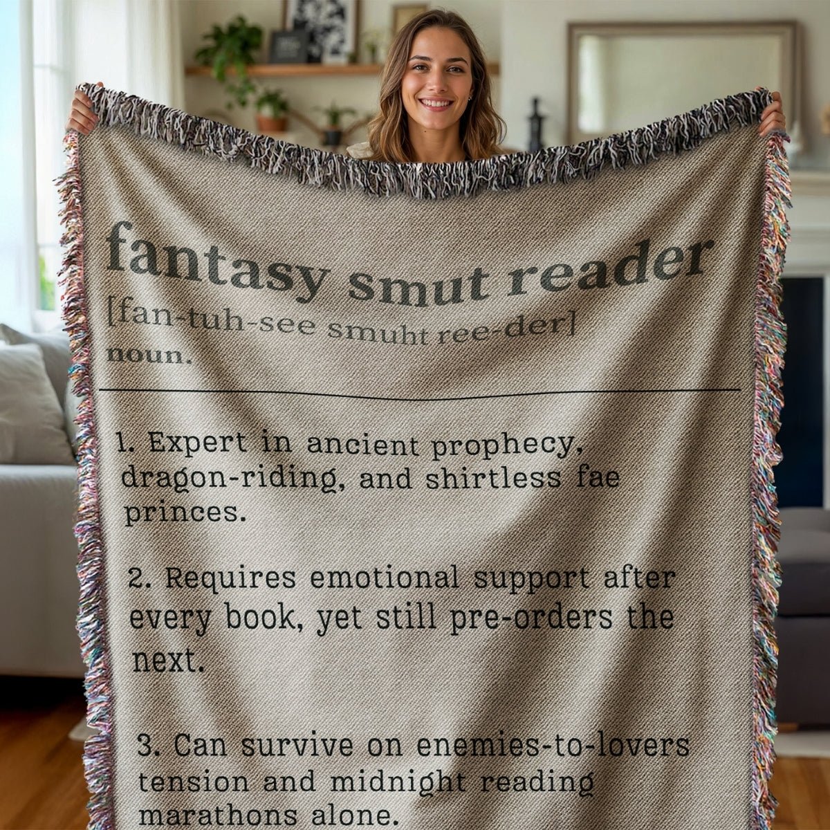 Personalized Fantasy Smut Reader Woven Blanket – A Cozy Tribute to Bookish Obsessions - Offbeat Opulence