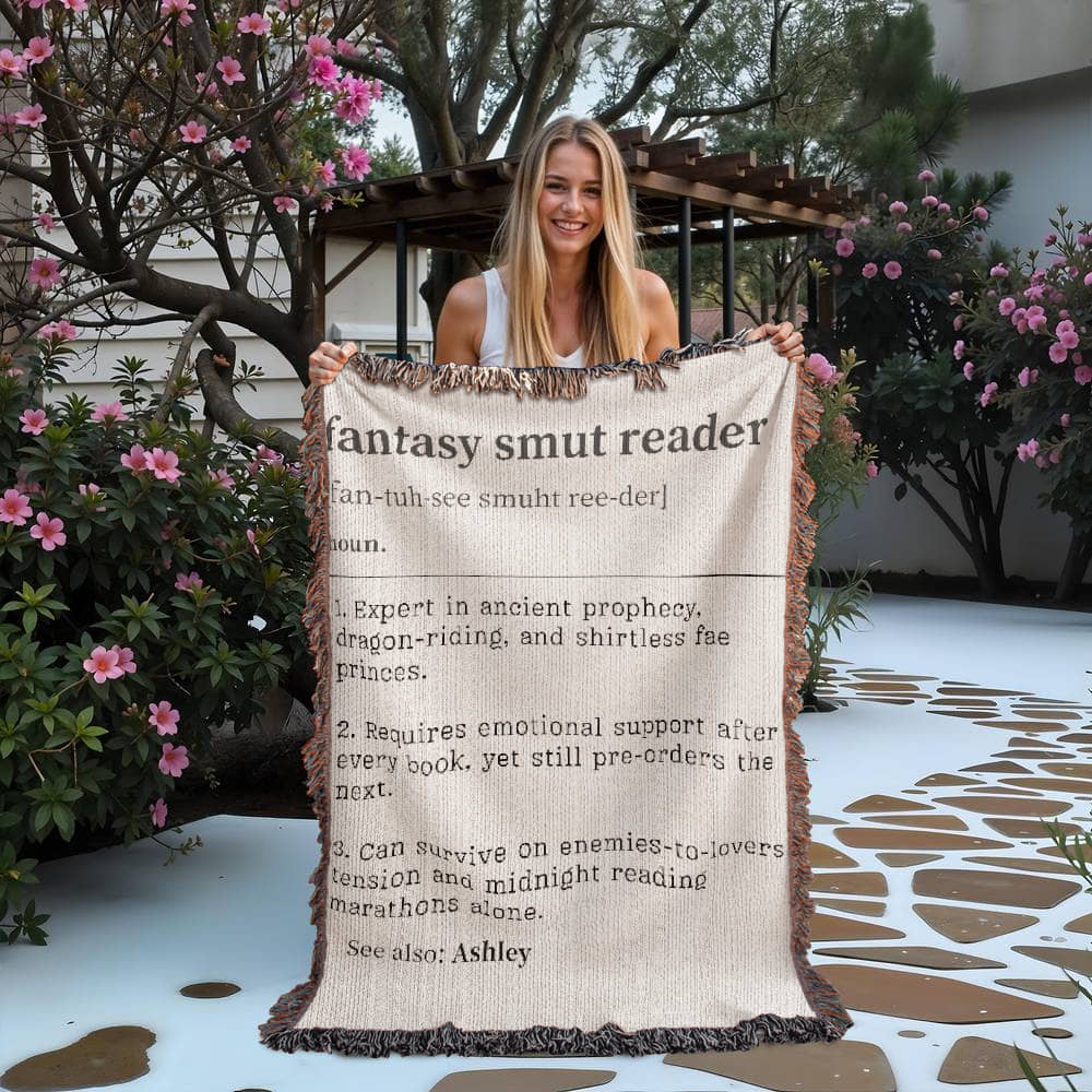 Personalized Fantasy Smut Reader Woven Blanket – A Cozy Tribute to Bookish Obsessions-Offbeat Opulence