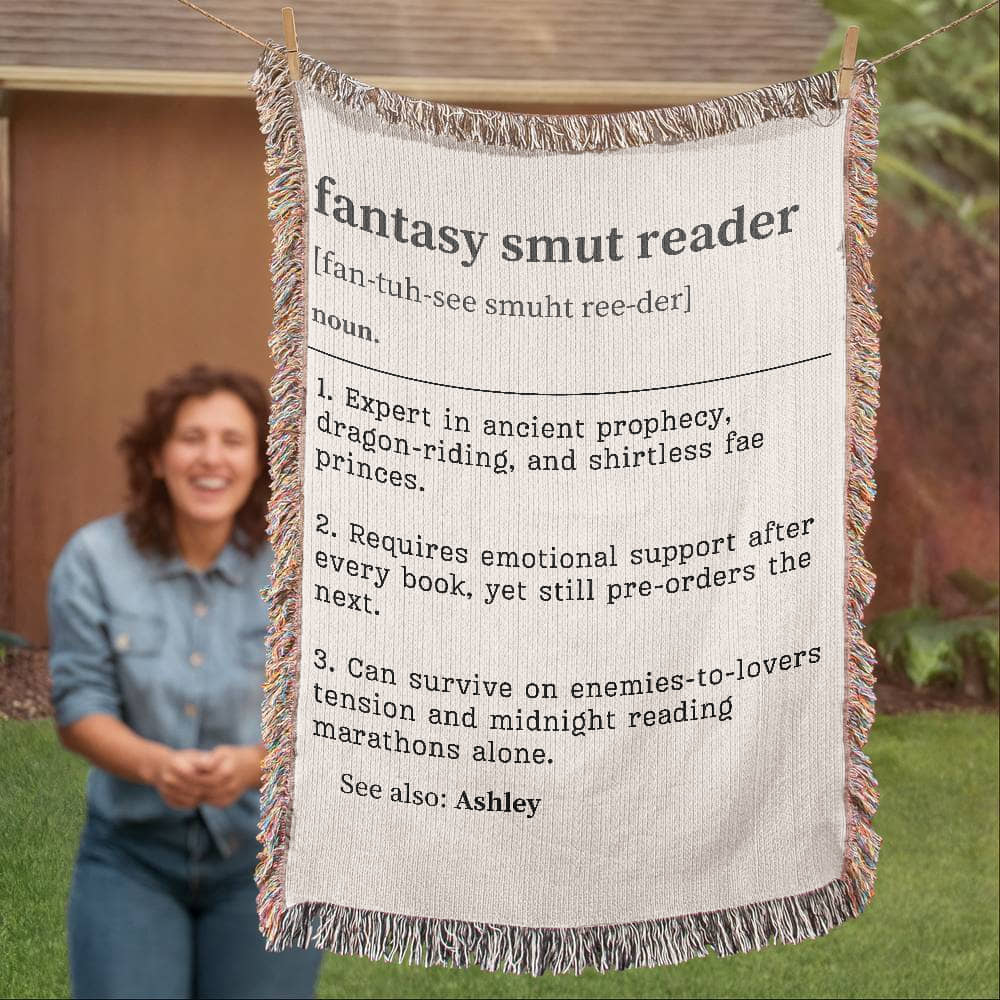 Personalized Fantasy Smut Reader Woven Blanket – A Cozy Tribute to Bookish Obsessions-Offbeat Opulence