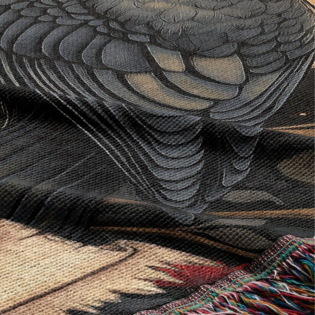 Personalized Nevermore Raven Woven Blanket – A Gothic Tribute to Eternal Love-Offbeat Opulence