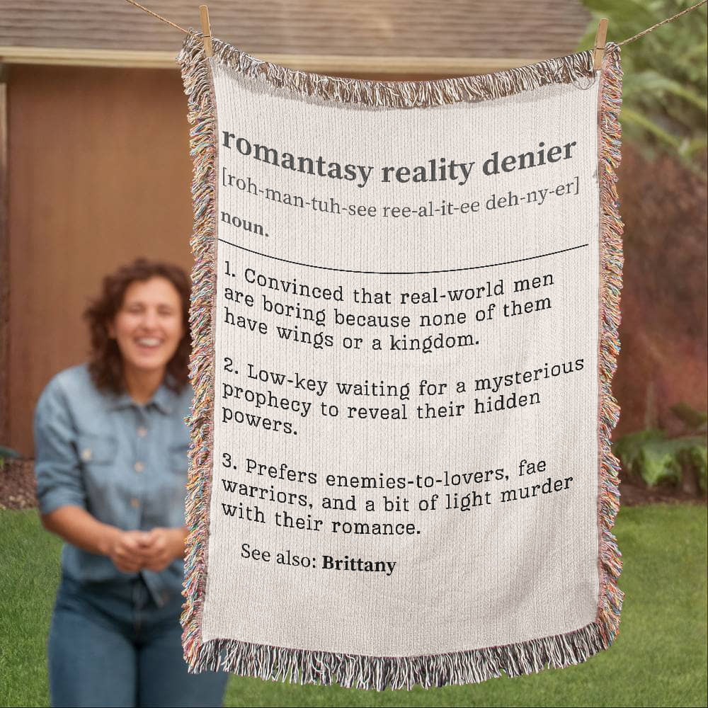 Personalized Romantasy Reality Denier Woven Blanket – A Cozy Escape from the Ordinary - Offbeat Opulence