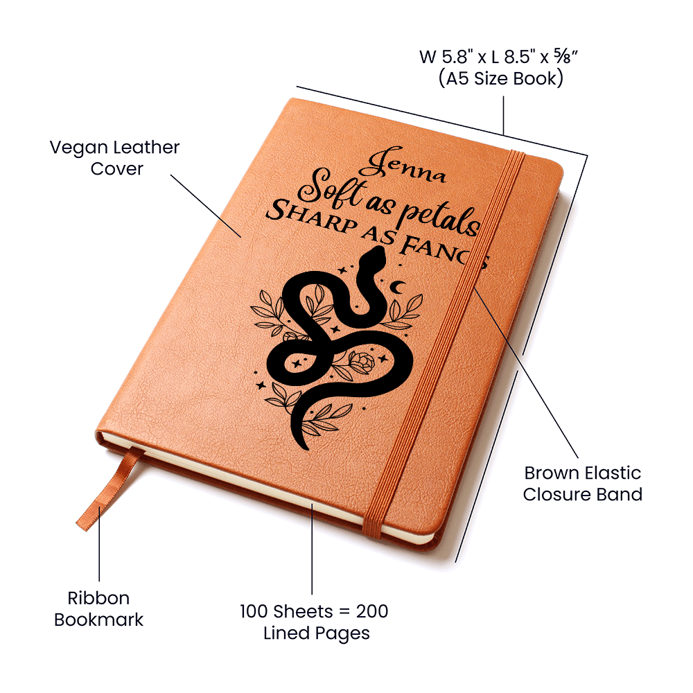 Personalized "Soft as Petals, Sharp as Fangs" Journal – A Fierce & Feminine Notebook-Offbeat Opulence
