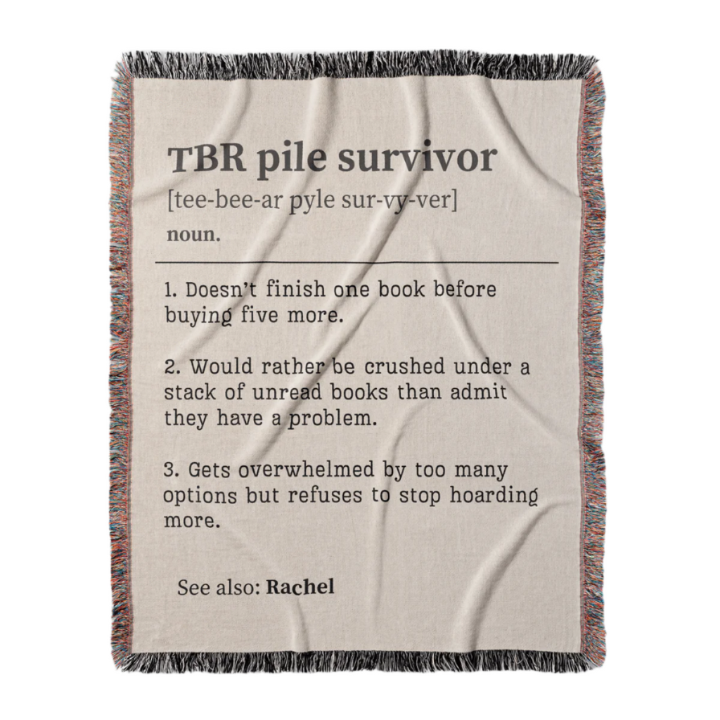 Personalized TBR Pile Survivor Woven Blanket – A Cozy Tribute to Book Hoarders-Offbeat Opulence