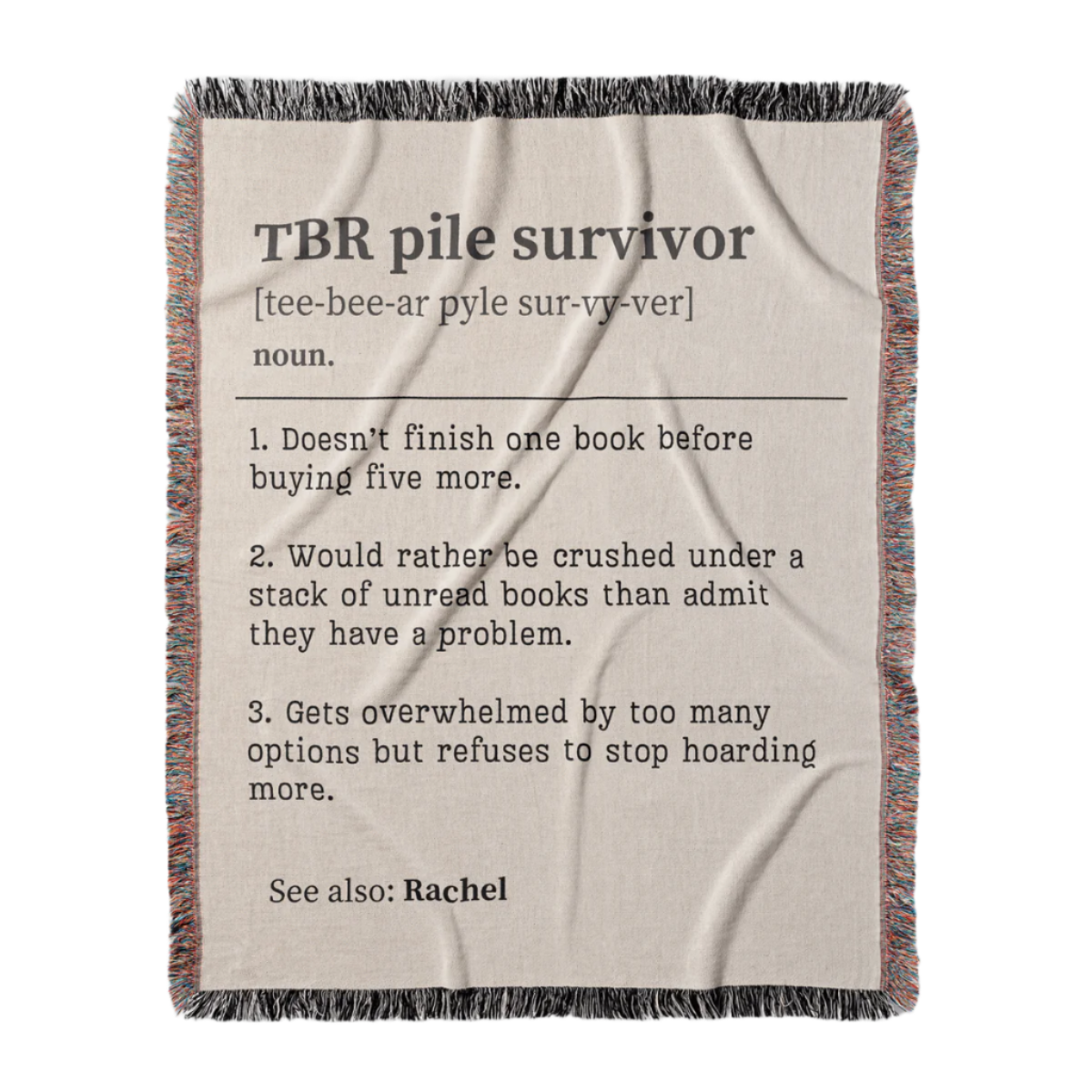 Personalized TBR Pile Survivor Woven Blanket – A Cozy Tribute to Book Hoarders-Offbeat Opulence