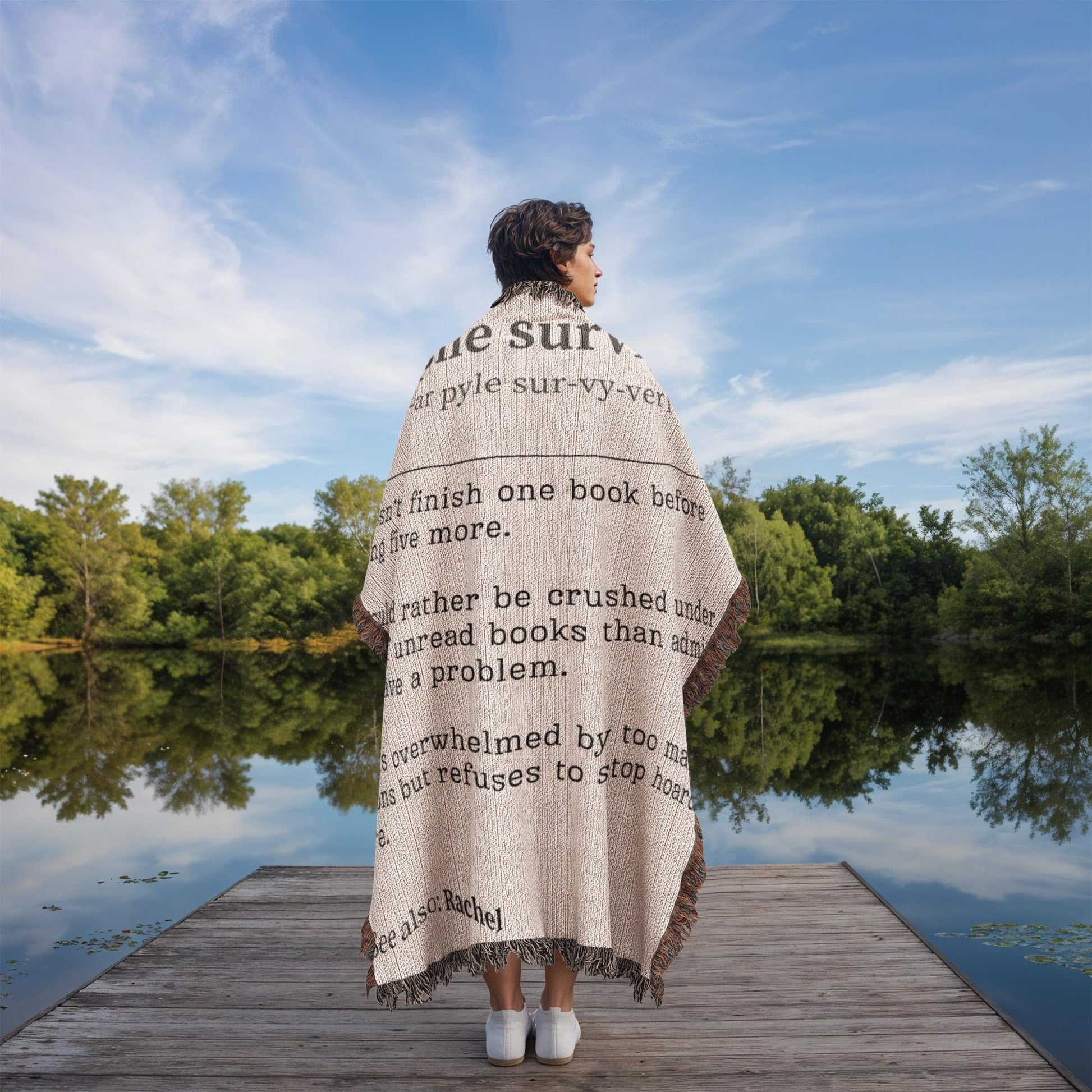 Personalized TBR Pile Survivor Woven Blanket – A Cozy Tribute to Book Hoarders-Offbeat Opulence