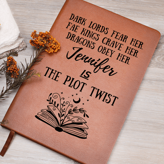 Personalized "The Plot Twist" Fantasy Journal – Vegan Leather Notebook - Offbeat Opulence