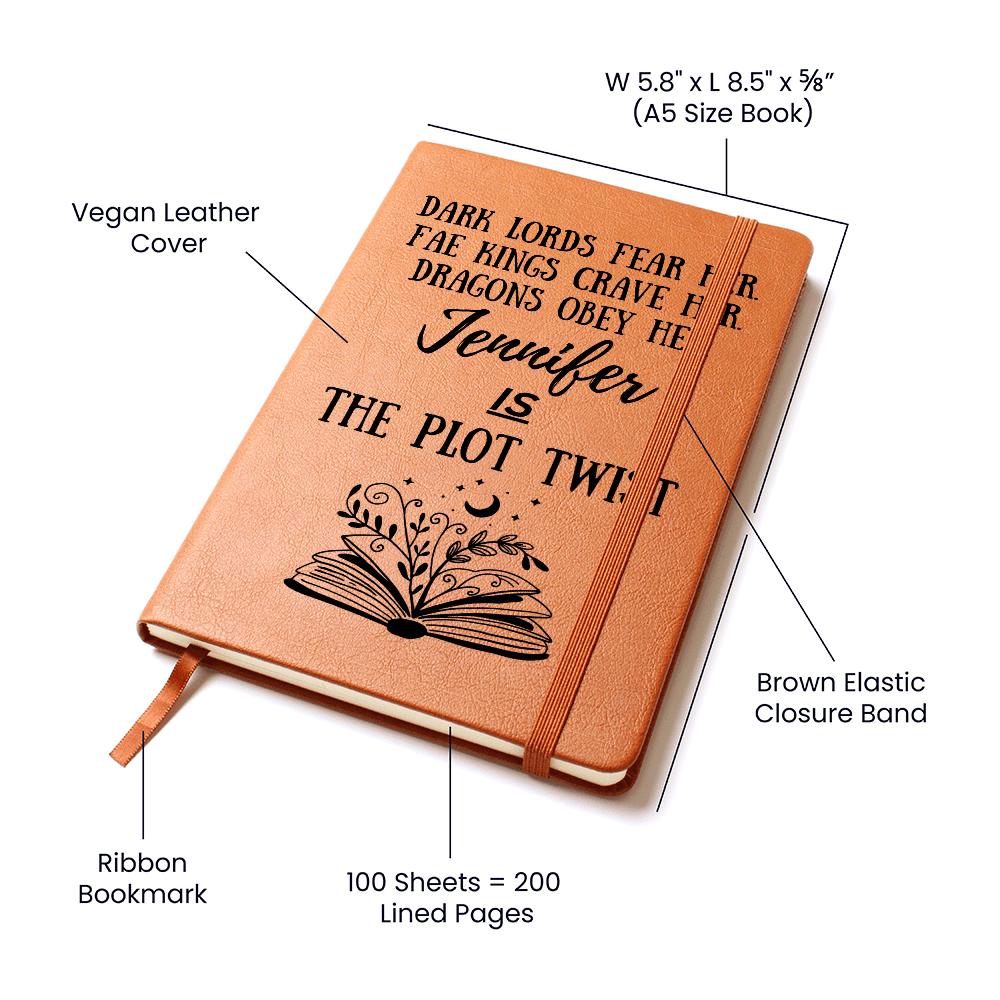 Personalized "The Plot Twist" Fantasy Journal – Vegan Leather Notebook - Offbeat Opulence