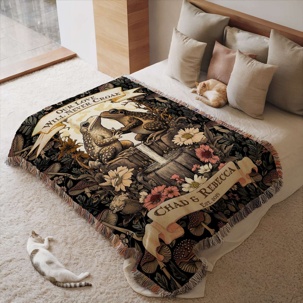 Personalized Toad Couples Blanket - Our Love Will Never Croak-Offbeat Opulence