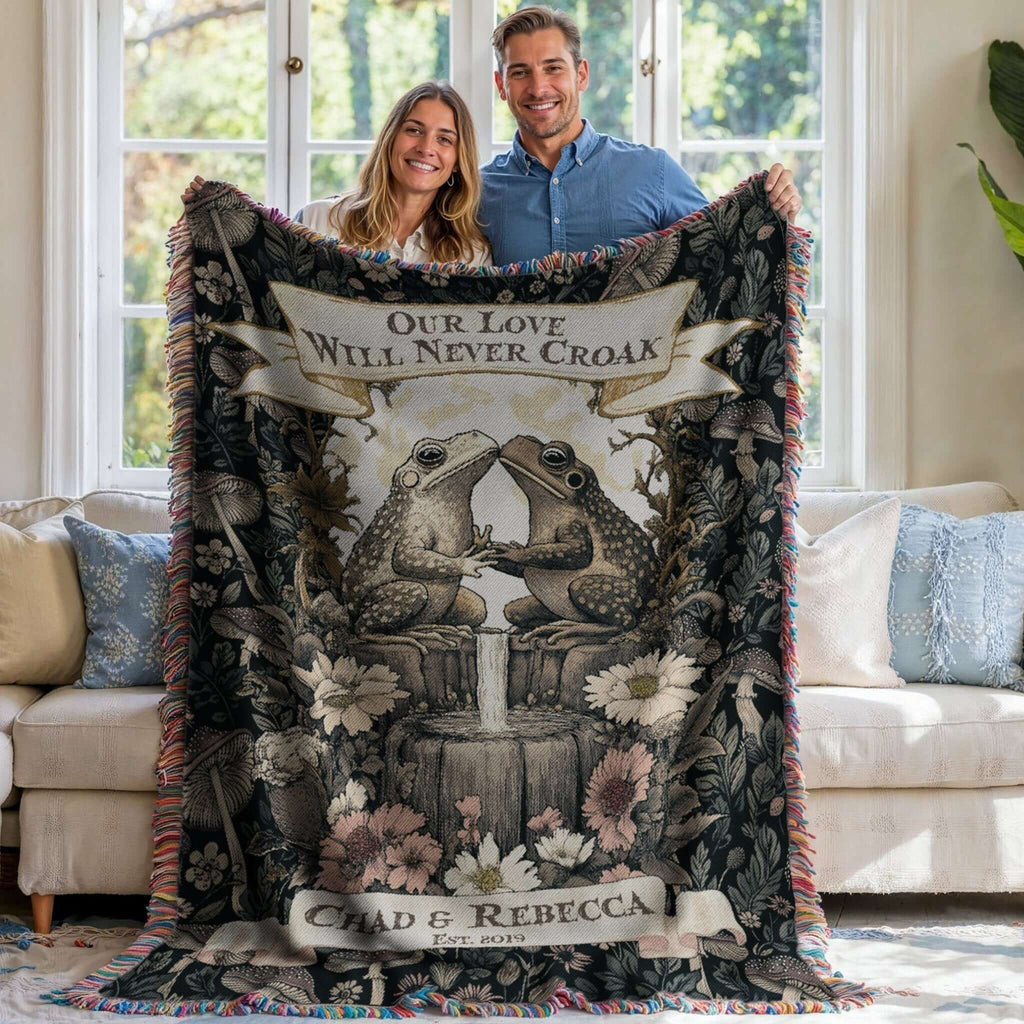 Personalized Toad Couples Blanket - Our Love Will Never Croak-Offbeat Opulence