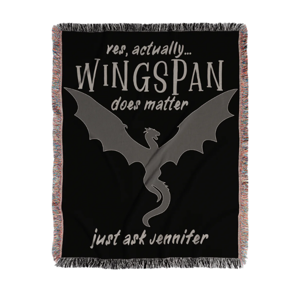 Personalized "Wingspan Does Matter" Woven Blanket – A Must-Have for Romantasy Readers-Offbeat Opulence