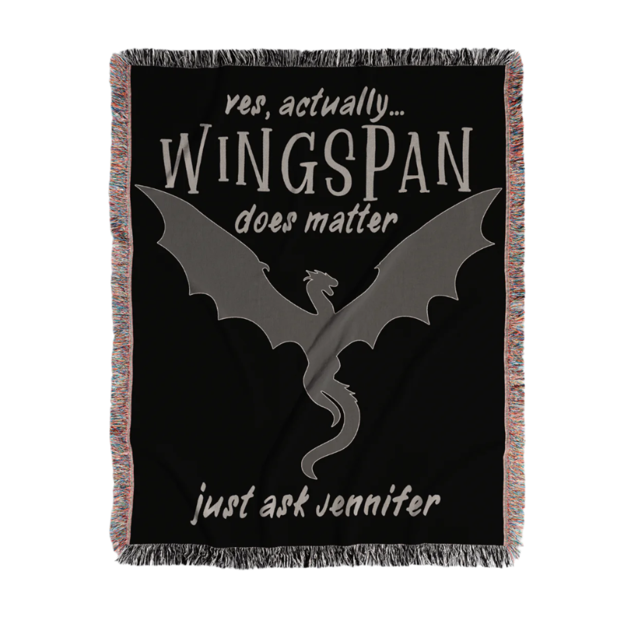 Personalized "Wingspan Does Matter" Woven Blanket – A Must-Have for Romantasy Readers-Offbeat Opulence
