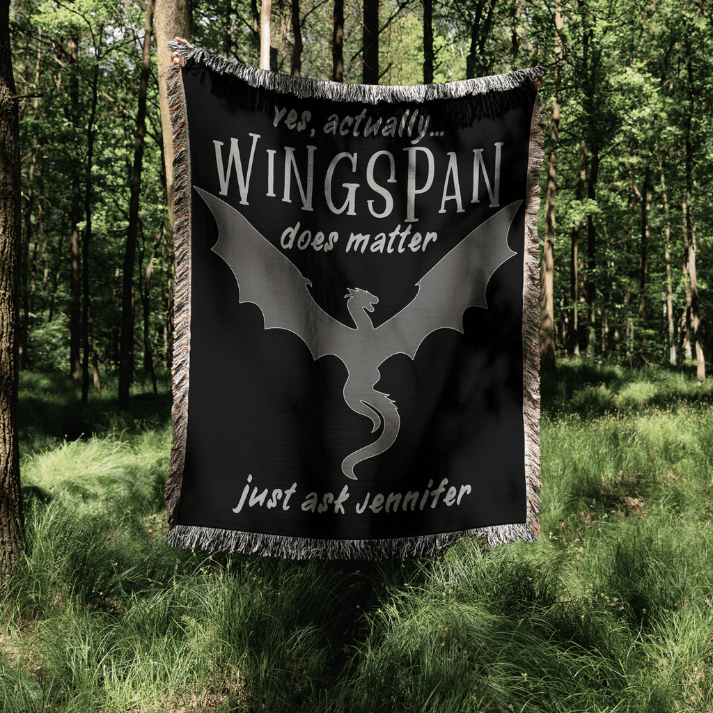 Personalized "Wingspan Does Matter" Woven Blanket – A Must-Have for Romantasy Readers-Offbeat Opulence