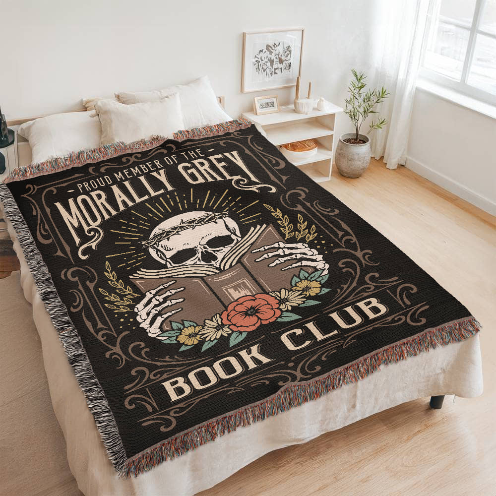 Proud Member of the Morally Grey Book Club – Woven Tapestry Blanket-Offbeat Opulence