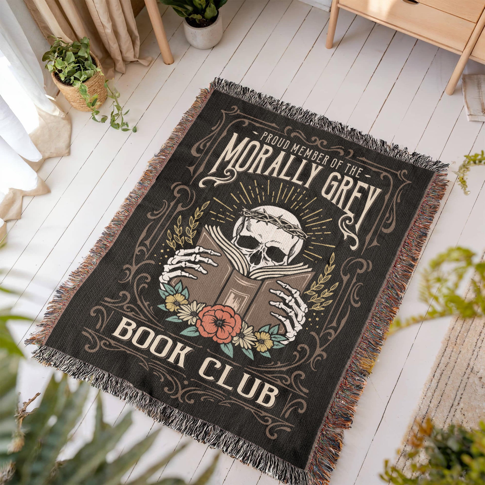 Proud Member of the Morally Grey Book Club – Woven Tapestry Blanket-Offbeat Opulence