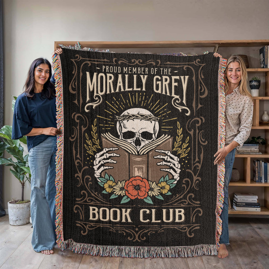 Proud Member of the Morally Grey Book Club – Woven Tapestry Blanket-Offbeat Opulence