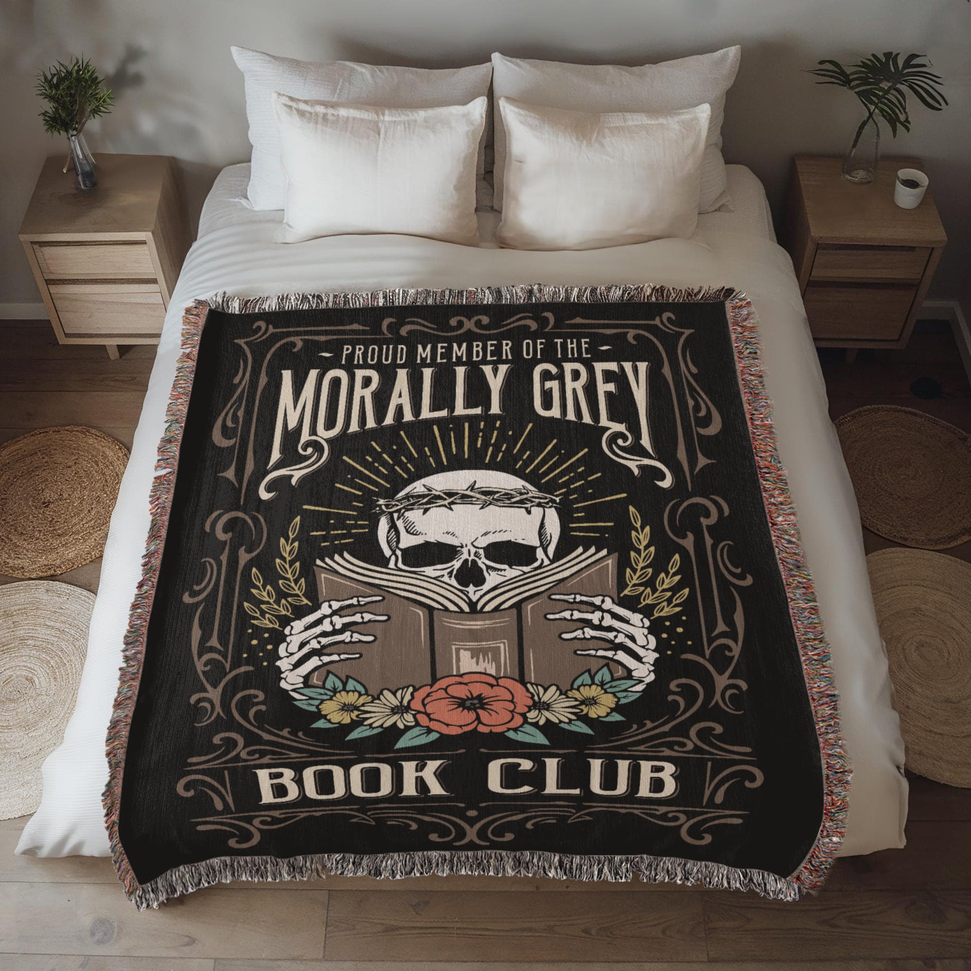Proud Member of the Morally Grey Book Club – Woven Tapestry Blanket-Offbeat Opulence