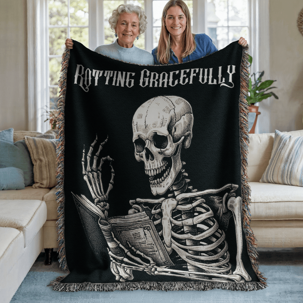 Rotting Gracefully – Woven Tapestry Blanket Gift for Readers - Offbeat Opulence