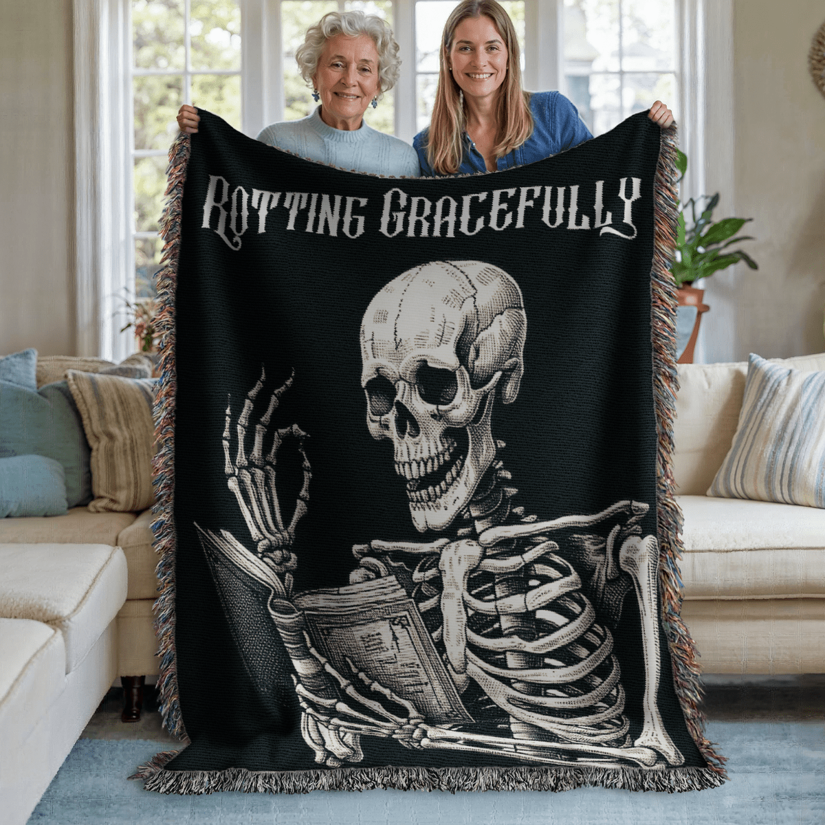 Rotting Gracefully – Woven Tapestry Blanket Gift for Readers - Offbeat Opulence