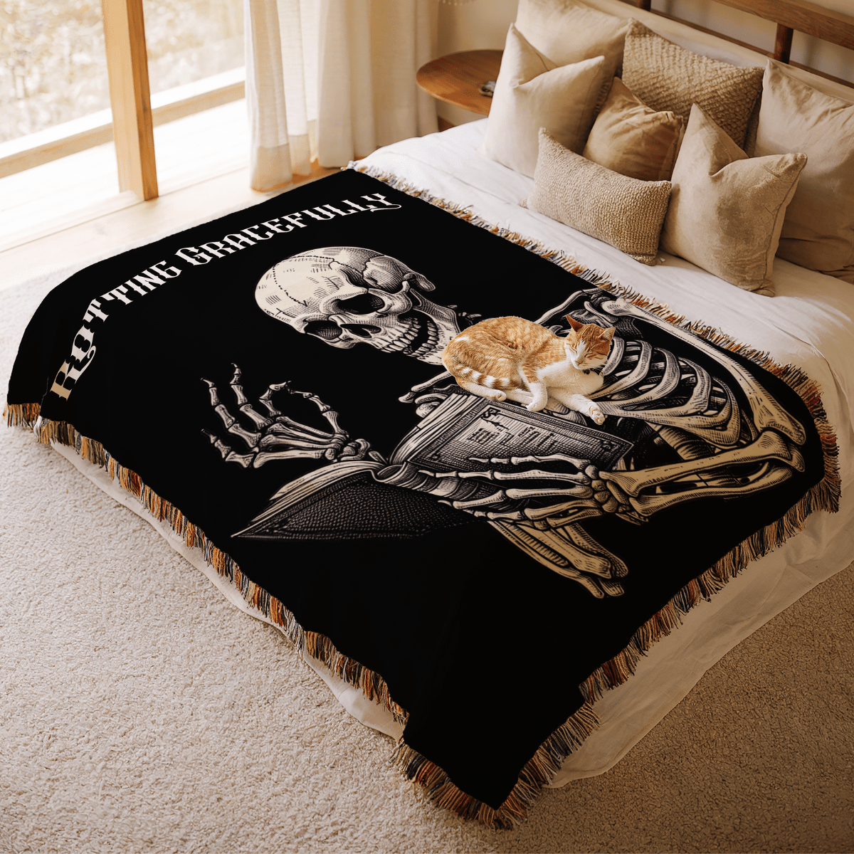Rotting Gracefully – Woven Tapestry Blanket Gift for Readers - Offbeat Opulence