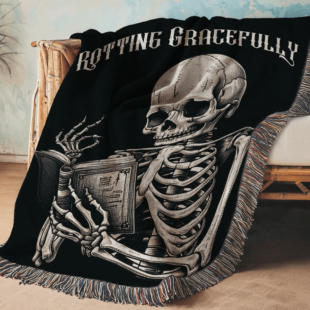 Rotting Gracefully – Woven Tapestry Blanket Gift for Readers - Offbeat Opulence