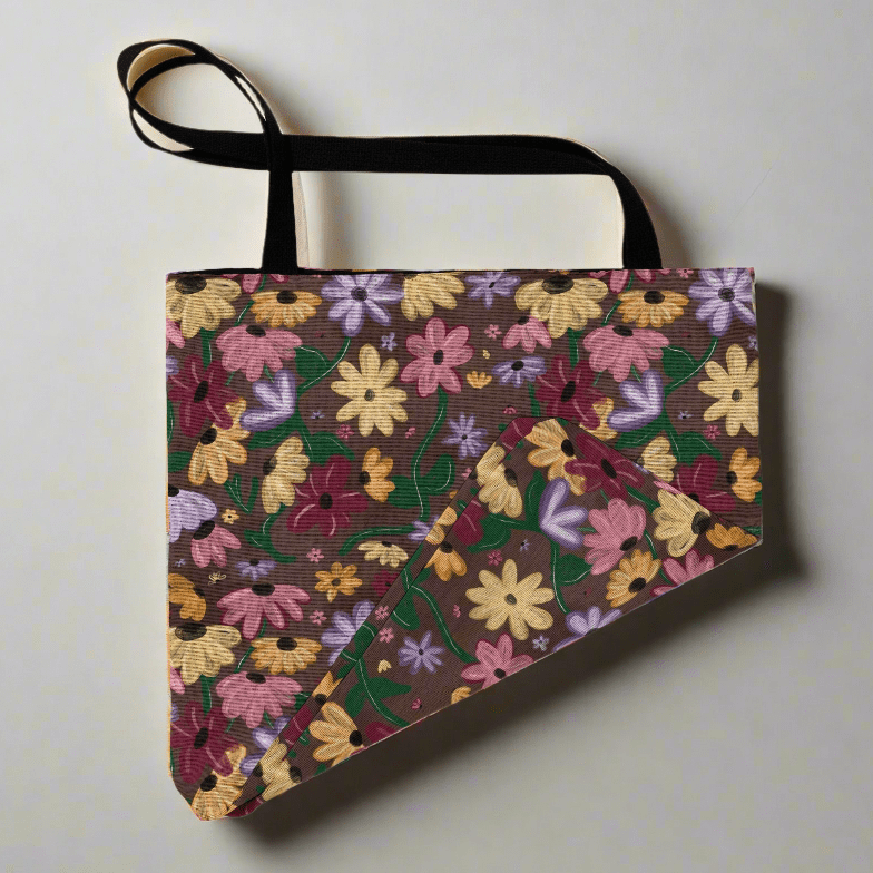Surprise Song Piano Floral Woven Tote-Offbeat Opulence