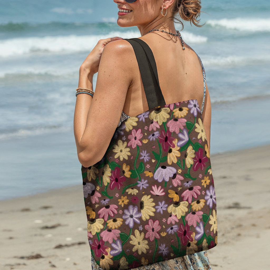 Surprise Song Piano Floral Woven Tote-Offbeat Opulence