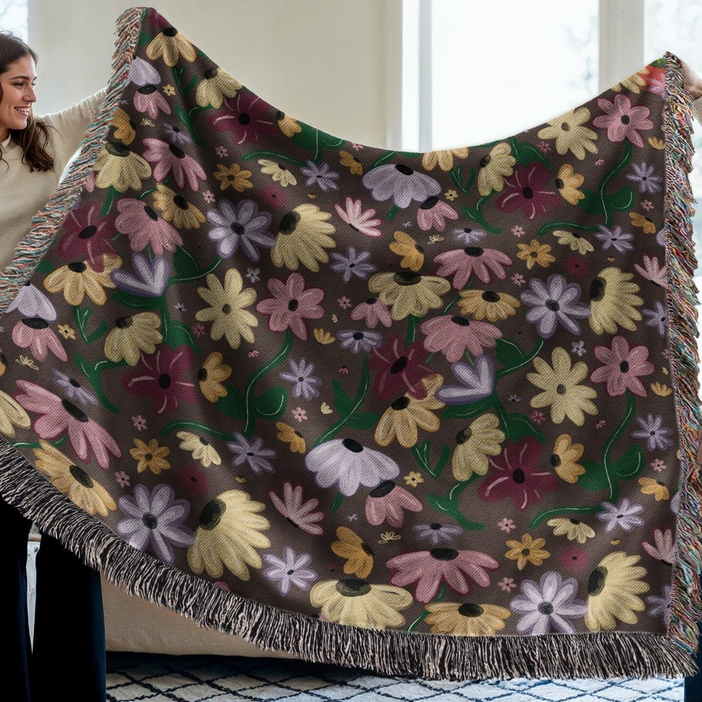 Surprise Song Piano Woven Blanket – A Cozy Floral Masterpiece-Offbeat Opulence