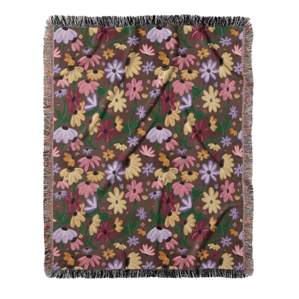 Surprise Song Piano Woven Blanket – A Cozy Floral Masterpiece-Offbeat Opulence