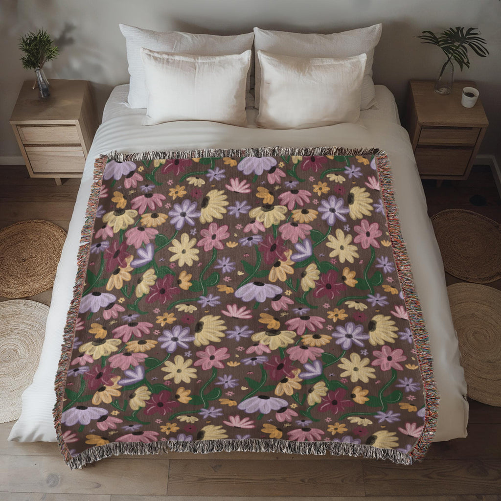 Surprise Song Piano Woven Blanket – A Cozy Floral Masterpiece-Offbeat Opulence