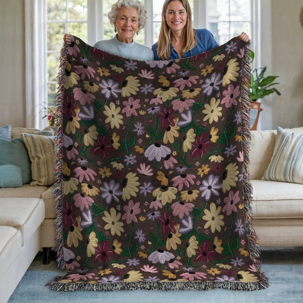 Surprise Song Piano Woven Blanket – A Cozy Floral Masterpiece-Offbeat Opulence