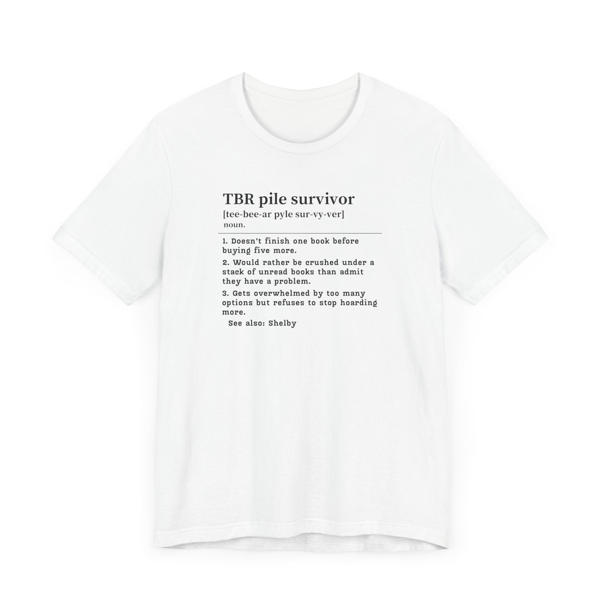 TBR Survivor T-Shirt – Personalized Book Hoarder Definition Tee - Offbeat Opulence