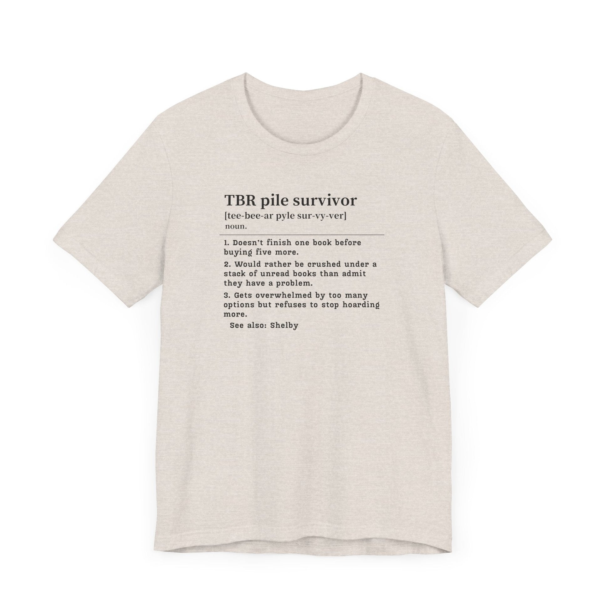 TBR Survivor T-Shirt – Personalized Book Hoarder Definition Tee - Offbeat Opulence