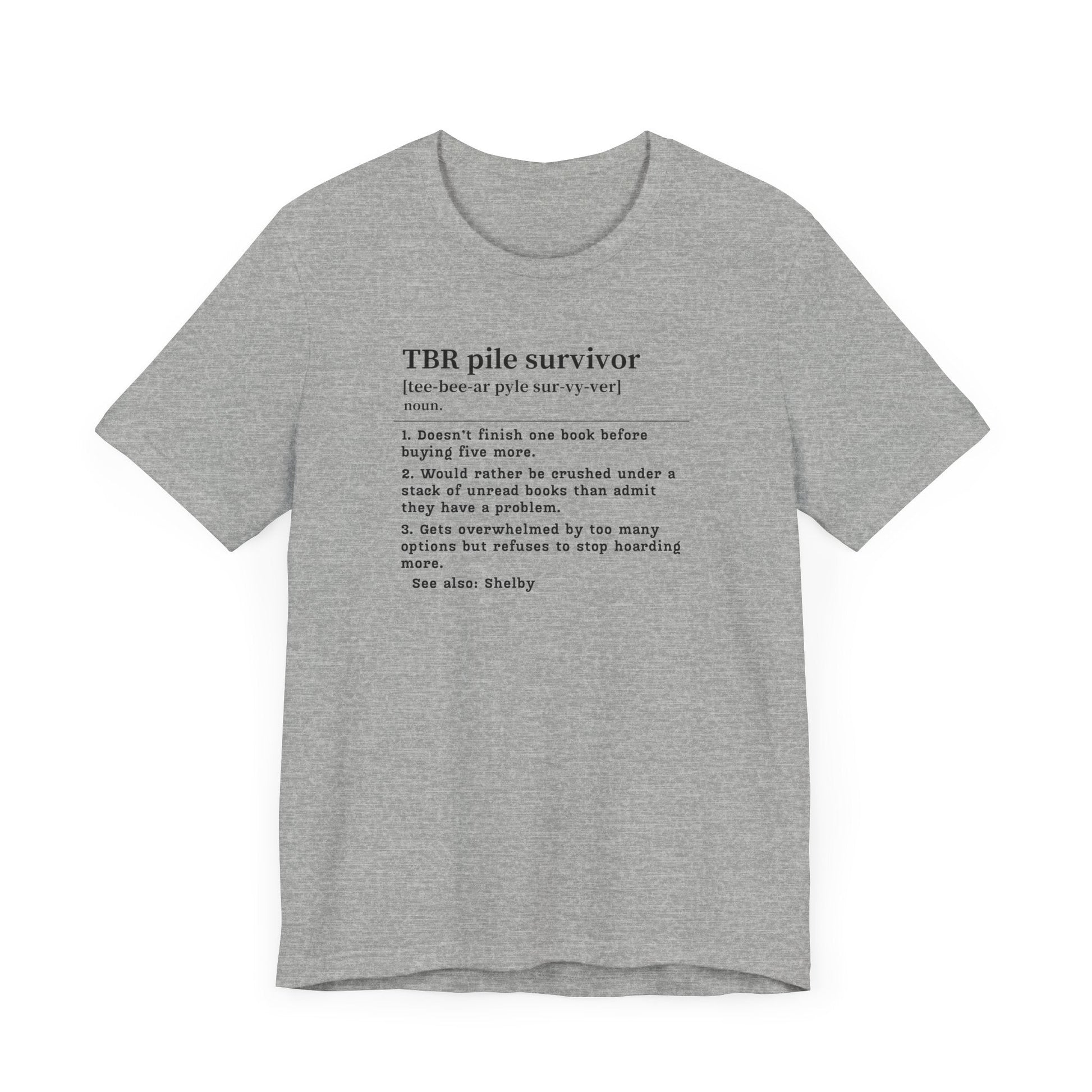 TBR Survivor T-Shirt – Personalized Book Hoarder Definition Tee - Offbeat Opulence