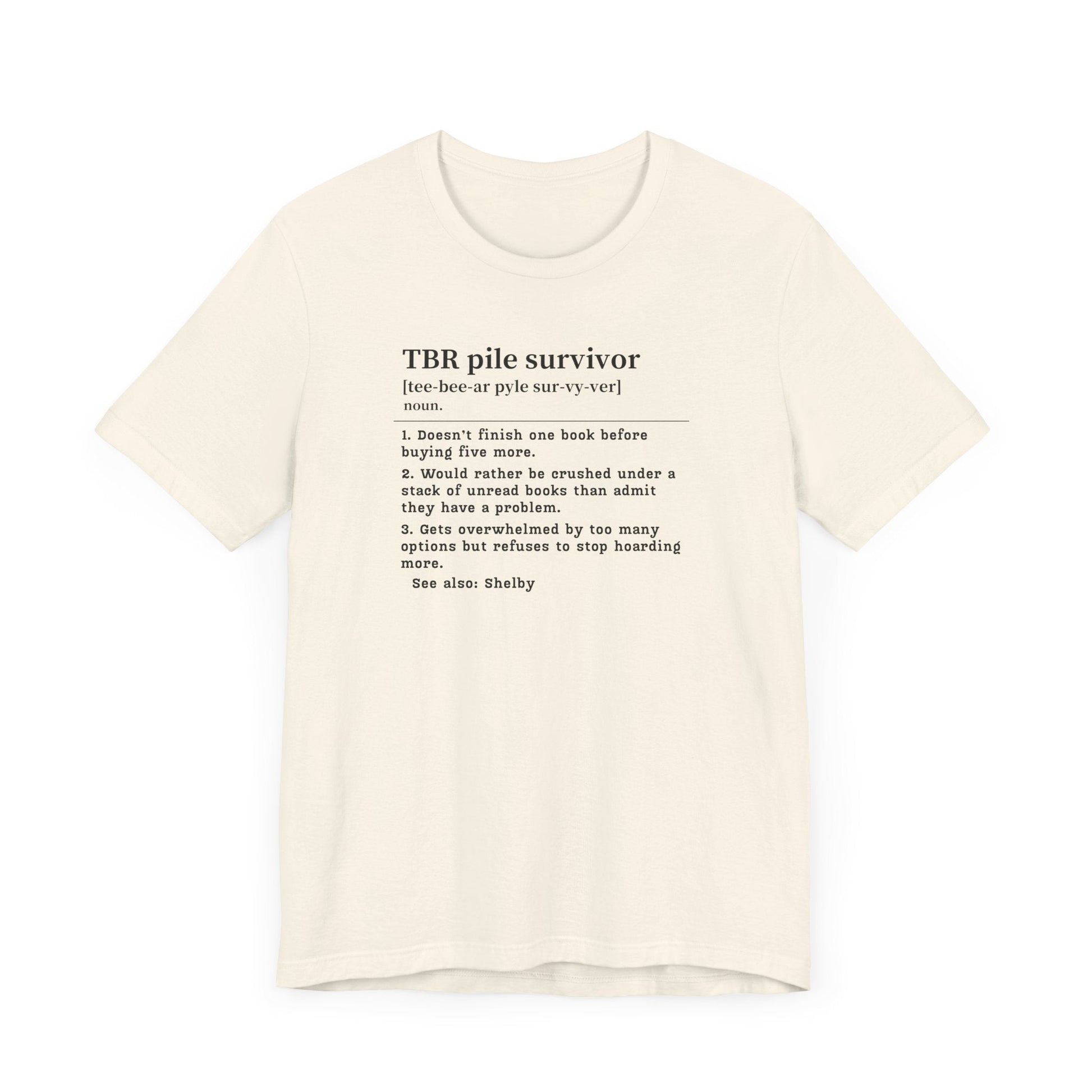TBR Survivor T-Shirt – Personalized Book Hoarder Definition Tee - Offbeat Opulence