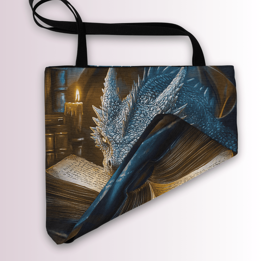 The Bookwyrm Woven Tote – Fantasy Dragon Book Bag for Readers - Offbeat Opulence