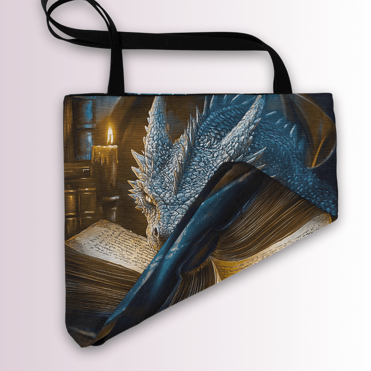 The Bookwyrm Woven Tote – Fantasy Dragon Book Bag for Readers - Offbeat Opulence