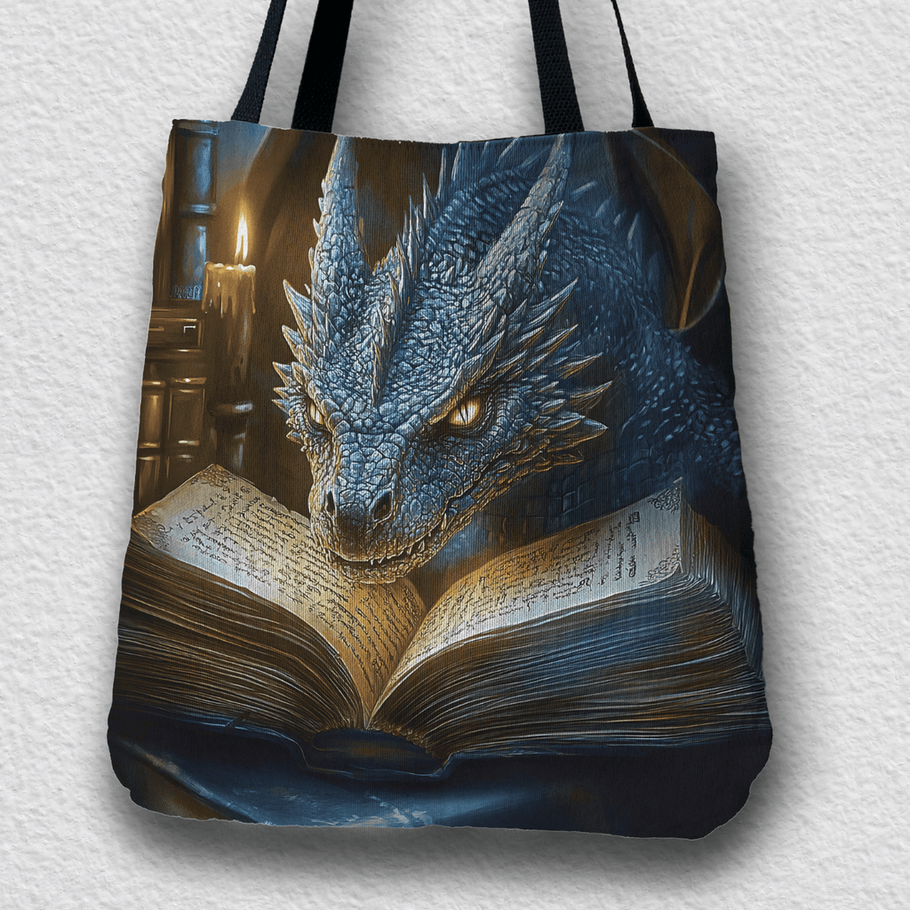 The Bookwyrm Woven Tote – Fantasy Dragon Book Bag for Readers - Offbeat Opulence