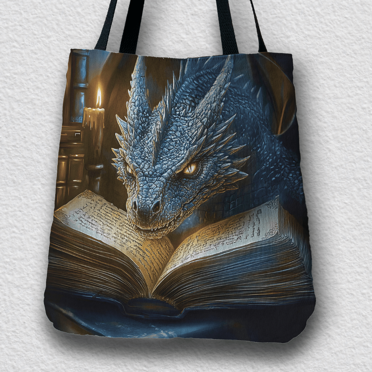 The Bookwyrm Woven Tote – Fantasy Dragon Book Bag for Readers - Offbeat Opulence